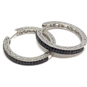 Love Circle Cz Silver Plated Hoops Earrings